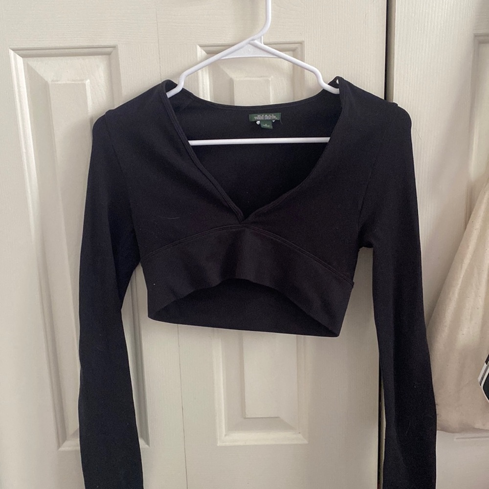 VNeck Long Sleeve Crop Top